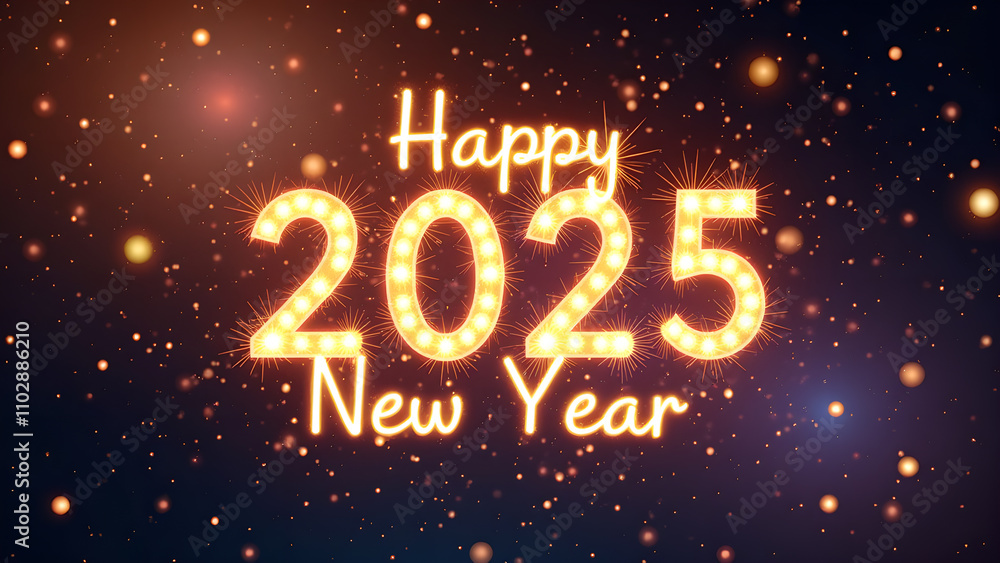 Happy New Year 2025 Glowing Text Design. Concept of celebration, holiday, and party. Happy New Year 2025 Glowing Text Design. Concept of celebration, holiday, and party.