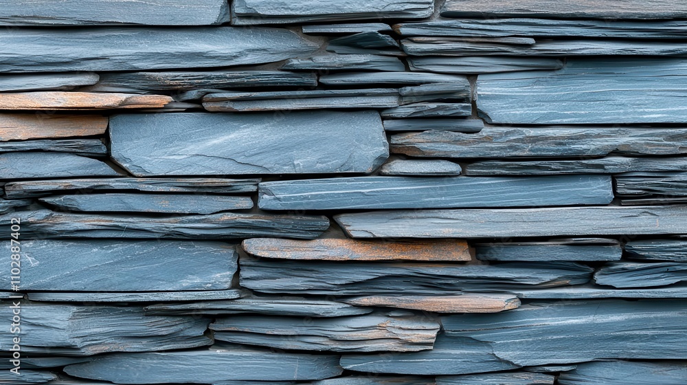 Textured slate stone wall with layered, varied colors and natural patterns. Textured slate stone wall with layered, varied colors and natural patterns.