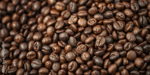 A macro shot of coffee beans surrounding a tiny bean in the center, natural, macro