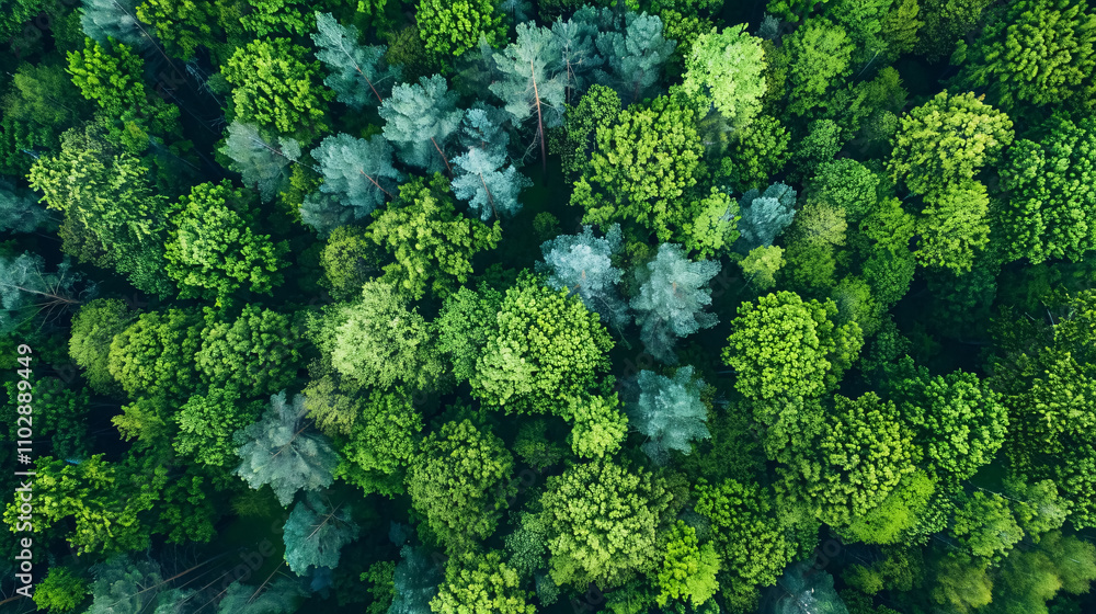 aerial view over forest at spring aerial view over forest at spring