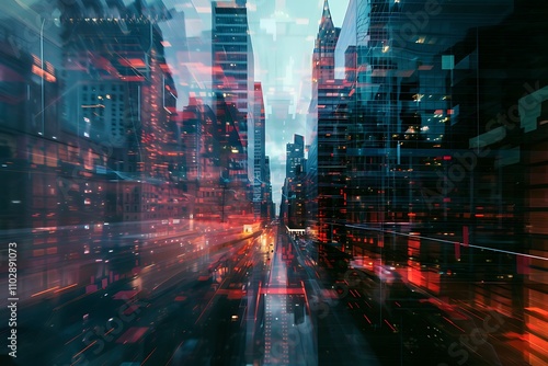 Wallpaper Mural Futuristic Cityscape Dynamic Urban Night Lights, Skyscrapers, and Motion Blur Torontodigital.ca