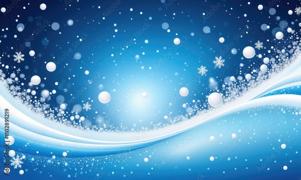 Abstract winter wonderland with snowflakes and swirling patterns on a blue background Abstract winter wonderland with snowflakes and swirling patterns on a blue background