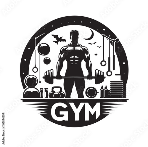 Gym logo Silhouette vector illustration