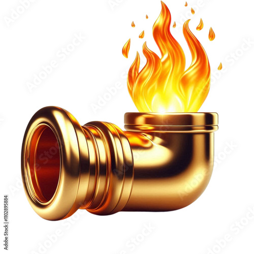 burning golden pipe illustration