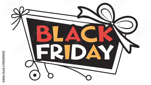Black Friday sicker red and black typography sale tag banner isolated on transparent background