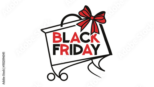 Black Friday sicker red and black typography sale tag banner isolated on transparent background