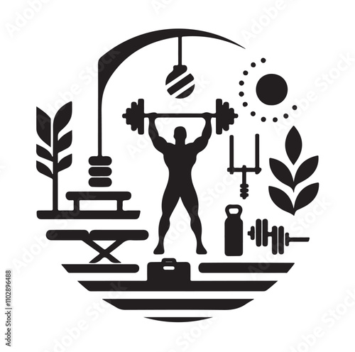 Gym logo Silhouette vector illustration