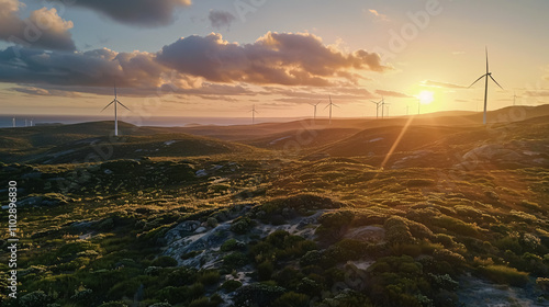 Albany wind farm at sunset.