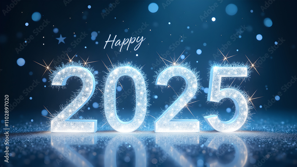 Happy New Year 2025 Sparkling Numbers. Concept of celebration, holiday, and future. Happy New Year 2025 Sparkling Numbers. Concept of celebration, holiday, and future.