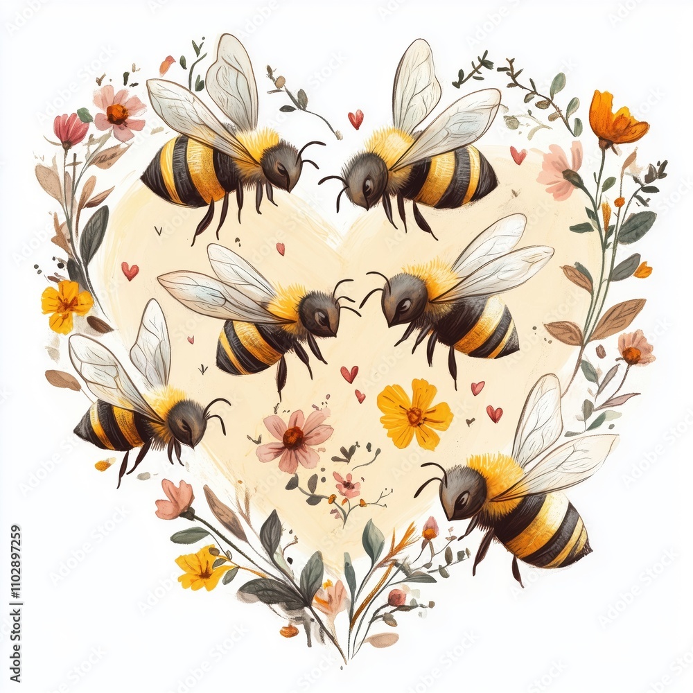Seamless pattern of flowers and butterflies with various insects in a cute and vibrant nature design Seamless pattern of flowers and butterflies with various insects in a cute and vibrant nature design