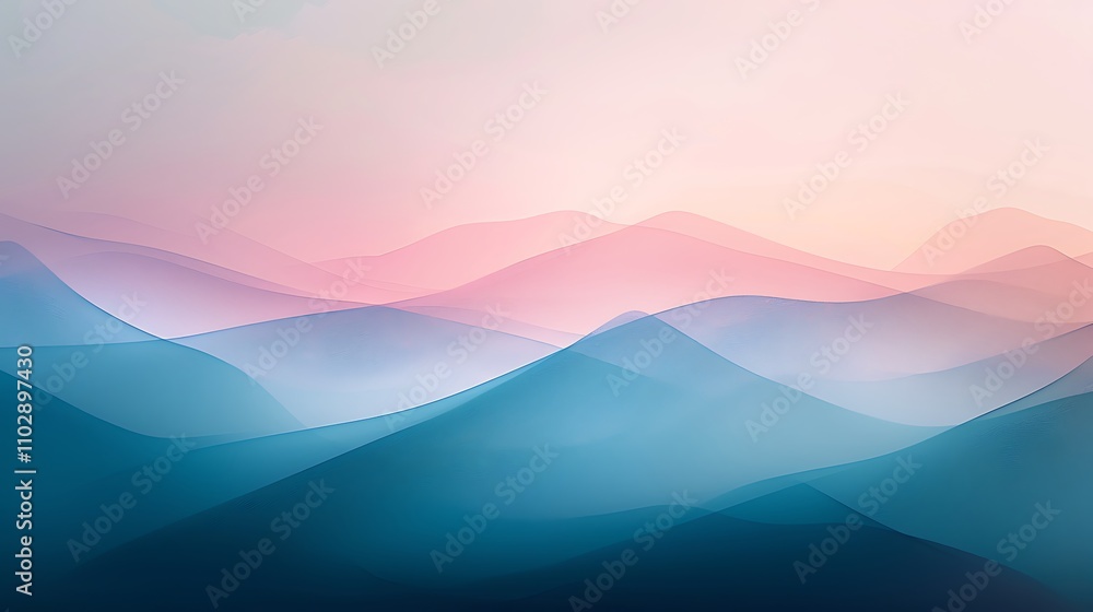 Abstract Blue and Pink Mountain Landscape Abstract Blue and Pink Mountain Landscape