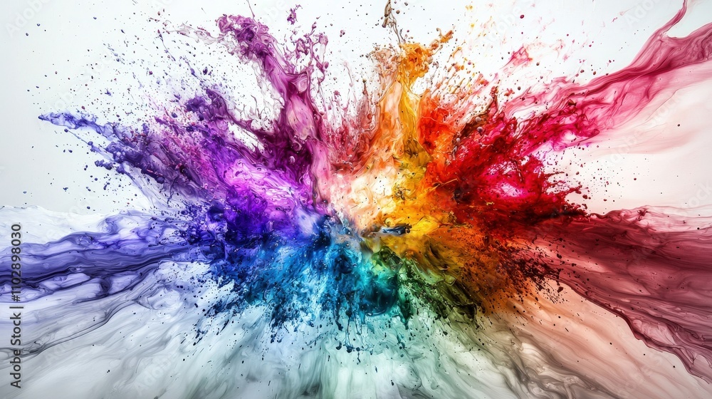 Fototapeta premium Vivid paint explosion art studio abstract art creative space close-up colorful expressionism for art lovers