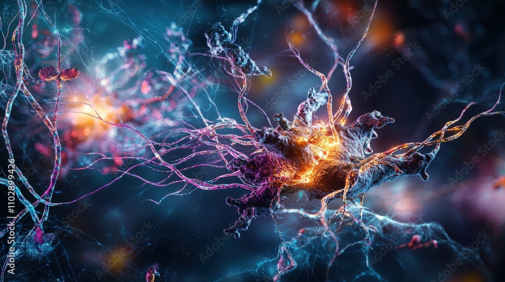 Neural network activation digital art science visualization abstract environment close-up innovation concept Neural network activation digital art science visualization abstract environment close-up innovation concept