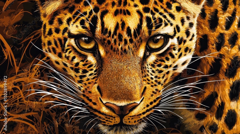 Obraz premium Fierce Leopard Spots Close-Up