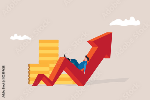 Businessman investor sleep on growing graph. concept of Success investment, growing profit,  and trading