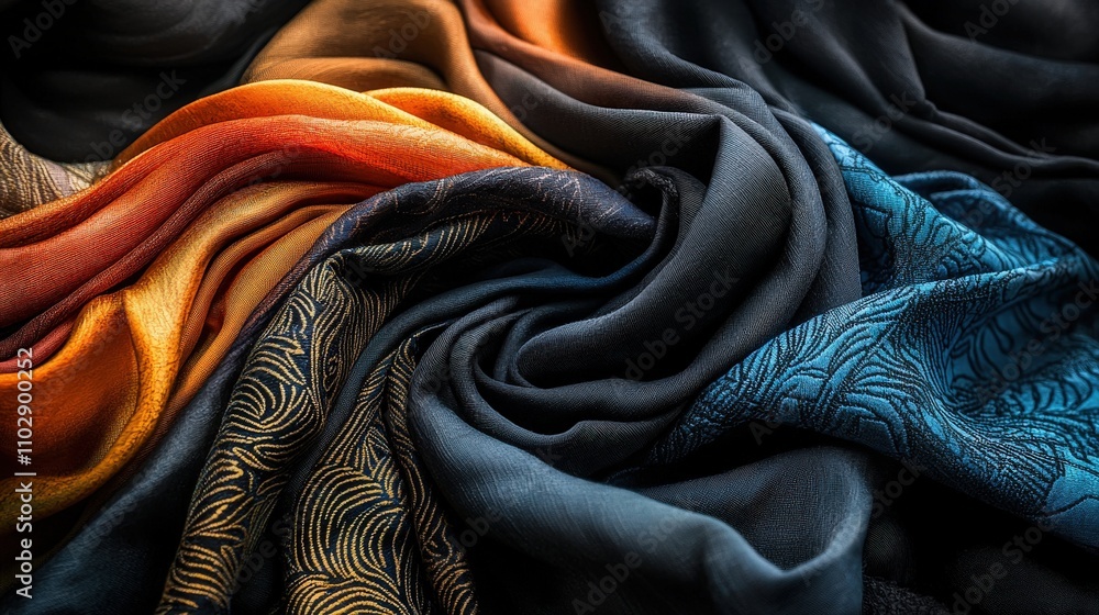 Textured fabric creases revealing hidden depths textile studio photography close-up artistic interpretation Textured fabric creases revealing hidden depths textile studio photography close-up artistic interpretation