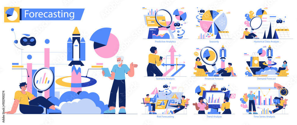 Forecasting. Flat Vector Illustration Forecasting. Flat Vector Illustration
