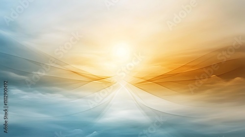 Abstract serene sky with soft colors blending orange and blue, evoking tranquility and calmness during sunrise or sunset in an artistic interpretation of nature.