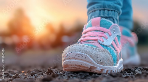 Wallpaper Mural Child s Sneakers on Trail at Sunset  Outdoor Fun  Active Lifestyle  Childhood Memories Torontodigital.ca