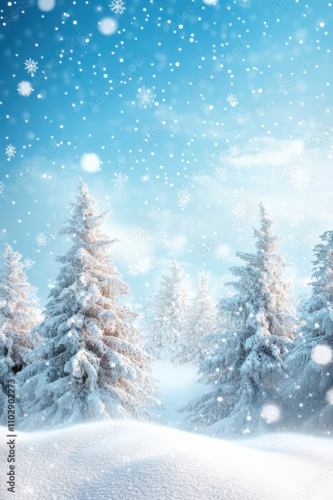 custom made wallpaper toronto digitalSnow trees with bokeh lighting in winter on a blurred background