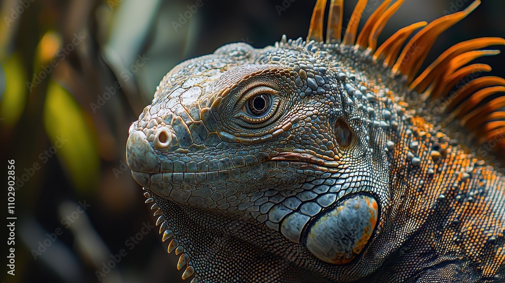 Fototapeta premium Close-Up of Green Iguana Eye
