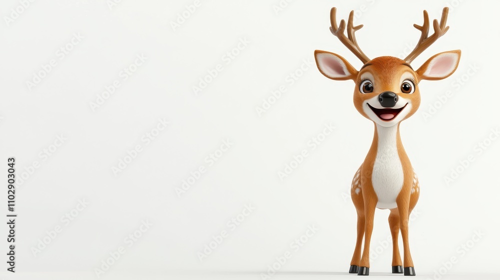 Cheerful cartoon deer character digital art animated environment playful scene creative design concept for kids Cheerful cartoon deer character digital art animated environment playful scene creative design concept for kids