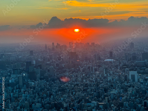 Sunset Over The Tokyo City Japan