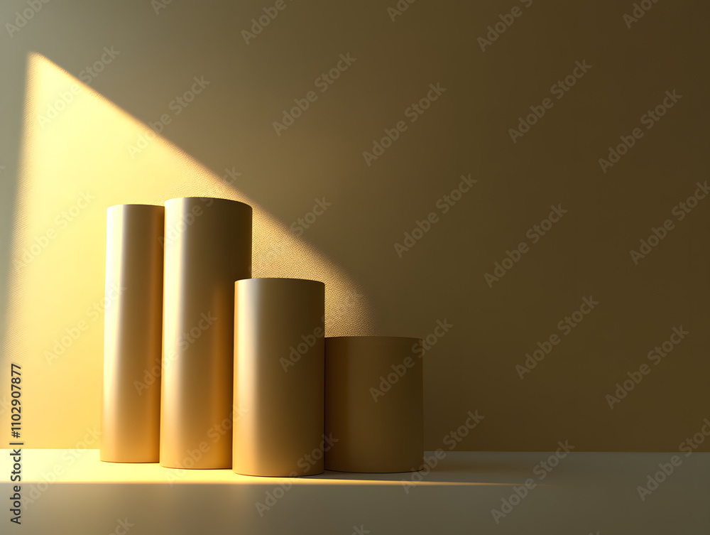 Minimalist cylinder display in soft lighting modern gallery still life art elegant environment close-up view contemporary design Minimalist cylinder display in soft lighting modern gallery still life art elegant environment close-up view contemporary design