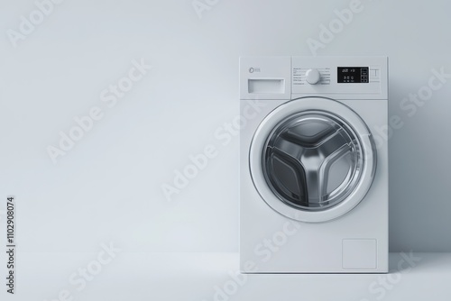 White front-loading washing machine modern appliance clean design minimalist photo