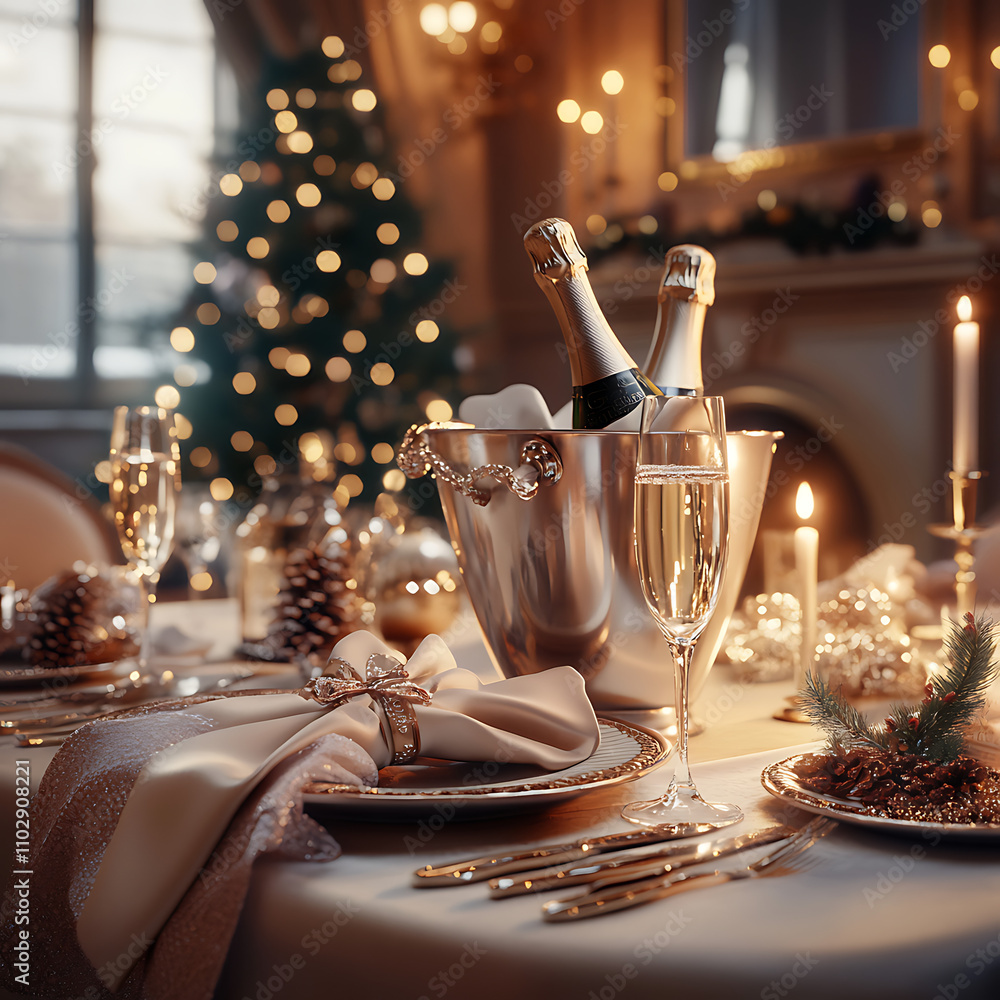 Naklejka premium Christmas Festive Dinner Table