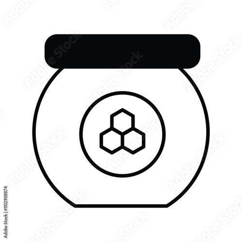 honey jar glyph icon with white background vector stock illustration