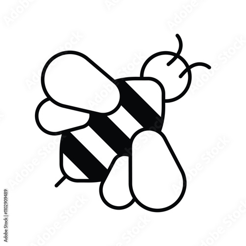 bee glyph icon with white background vector stock illustration