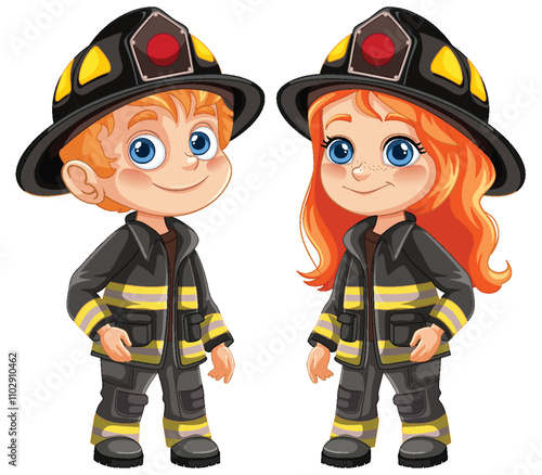 Young Firefighters in Uniform