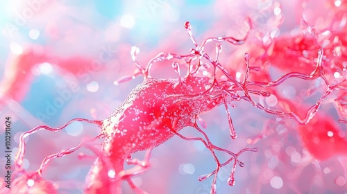 Nephron tubules close-up, fluid filtration system, 3D illustration photo