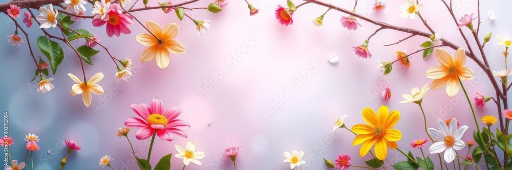 Butterfly-filled pastel Easter yellow background with a blank space in the center, perfect for adding text or images, template, vibrant Butterfly-filled pastel Easter yellow background with a blank space in the center, perfect for adding text or images, template, vibrant