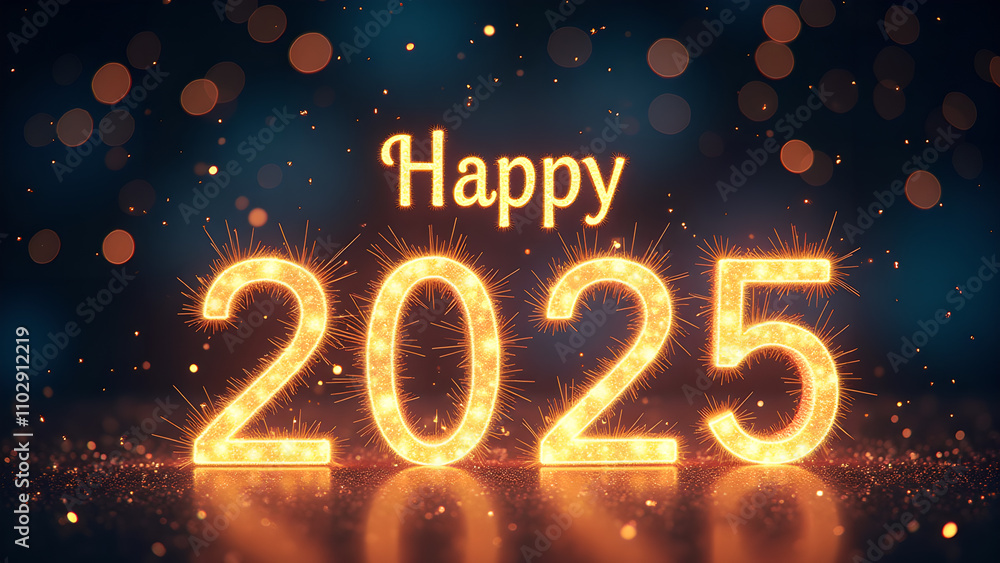 Happy 2025 New Year Celebration. Glowing numbers with bokeh lights. Concept of celebration, hope, and new beginnings. Happy 2025 New Year Celebration. Glowing numbers with bokeh lights. Concept of celebration, hope, and new beginnings.