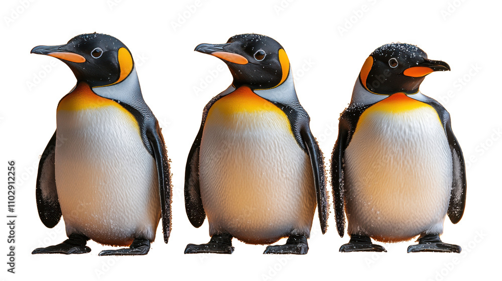 Fototapeta premium group of penguins isolated on white background
