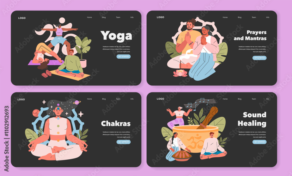 Fototapeta premium Spiritual Practices. Flat Vector Illustration