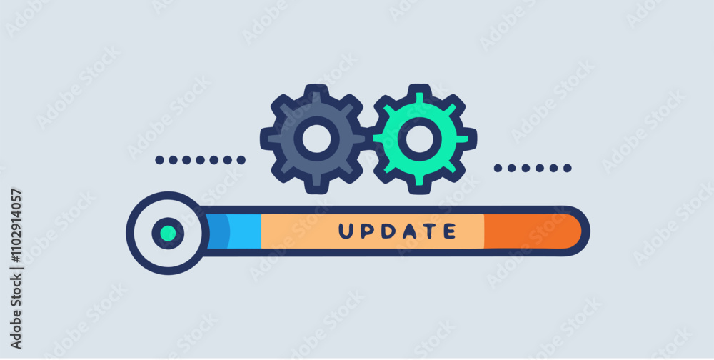 Illustration depicting update, upgrade, and loading system processes. Ideal for app progress visuals, system notifications, and web design elements. Modern vector style. Illustration depicting update, upgrade, and loading system processes. Ideal for app progress visuals, system notifications, and web design elements. Modern vector style.
