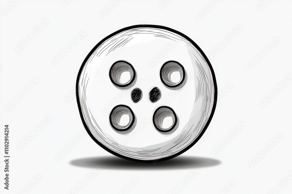 A minimalist depiction of a sewing button with four holes, drawn in a clean, single-line style A minimalist depiction of a sewing button with four holes, drawn in a clean, single-line style