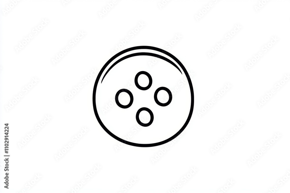 A minimalist depiction of a sewing button with four holes, drawn in a clean, single-line style A minimalist depiction of a sewing button with four holes, drawn in a clean, single-line style