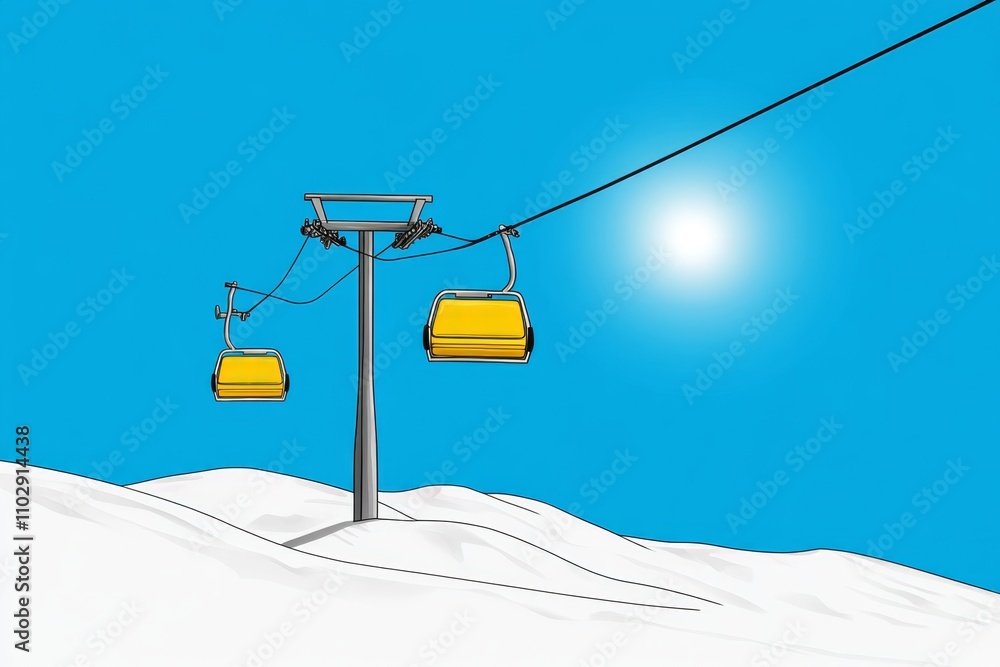 A minimalist poster of Bjelasnica Mountain featuring a single ski lift and clean typography A minimalist poster of Bjelasnica Mountain featuring a single ski lift and clean typography