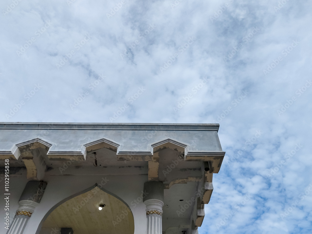 roof of mosque building with cloudy sky background roof of mosque building with cloudy sky background