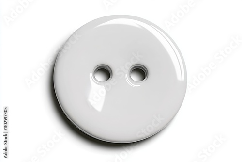 A simple illustration of a single round button with two holes, placed on a plain white background photo