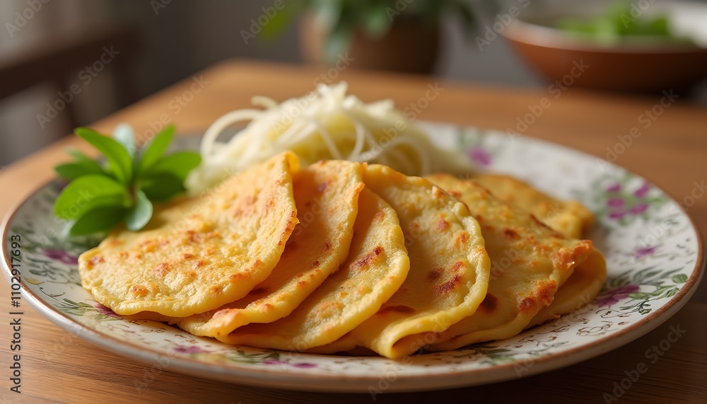 Crispy Vietnamese Pancakes Filled with Fresh Herbs and Vegetables Crispy Vietnamese Pancakes Filled with Fresh Herbs and Vegetables