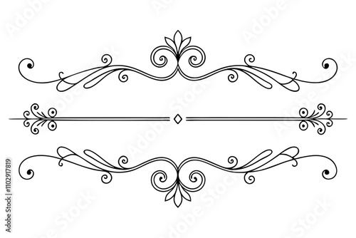 Elegant Line Drawings Decorative Dividers, Swirls, and Frames for Text