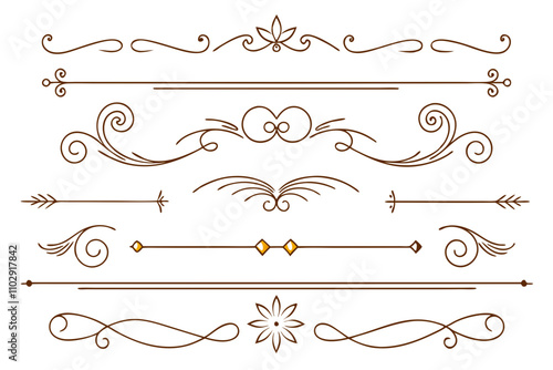 Elegant Line Drawings Decorative Dividers, Swirls, and Frames for Text