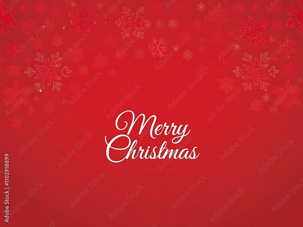 Red Christmas Background With Snowflakes and Merry Christmas Greeting Red Christmas Background With Snowflakes and Merry Christmas Greeting
