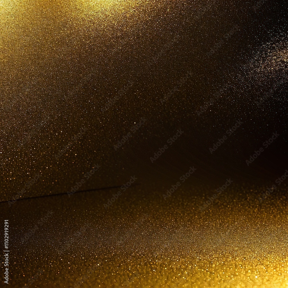 Glittering gold gradient background with sparkling highlights.