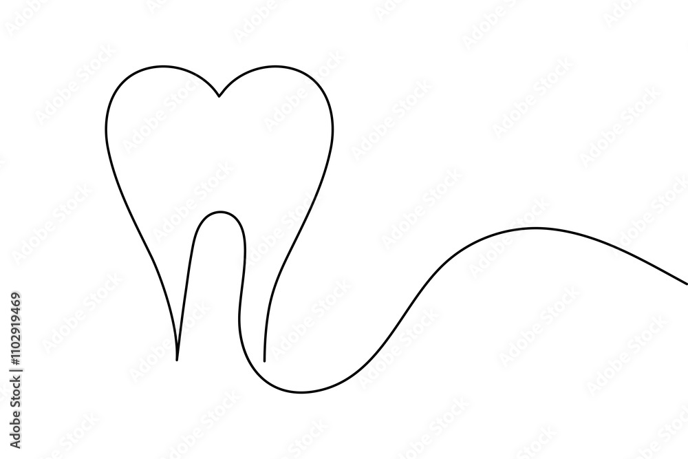Continuous one line art of teeth isolated flat vector illustration Continuous one line art of teeth isolated flat vector illustration